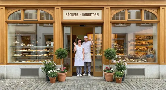 New team photo at storefront entrance